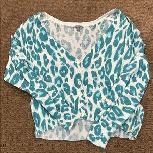 Charlotte Russe Teal and White Button Down Shirt